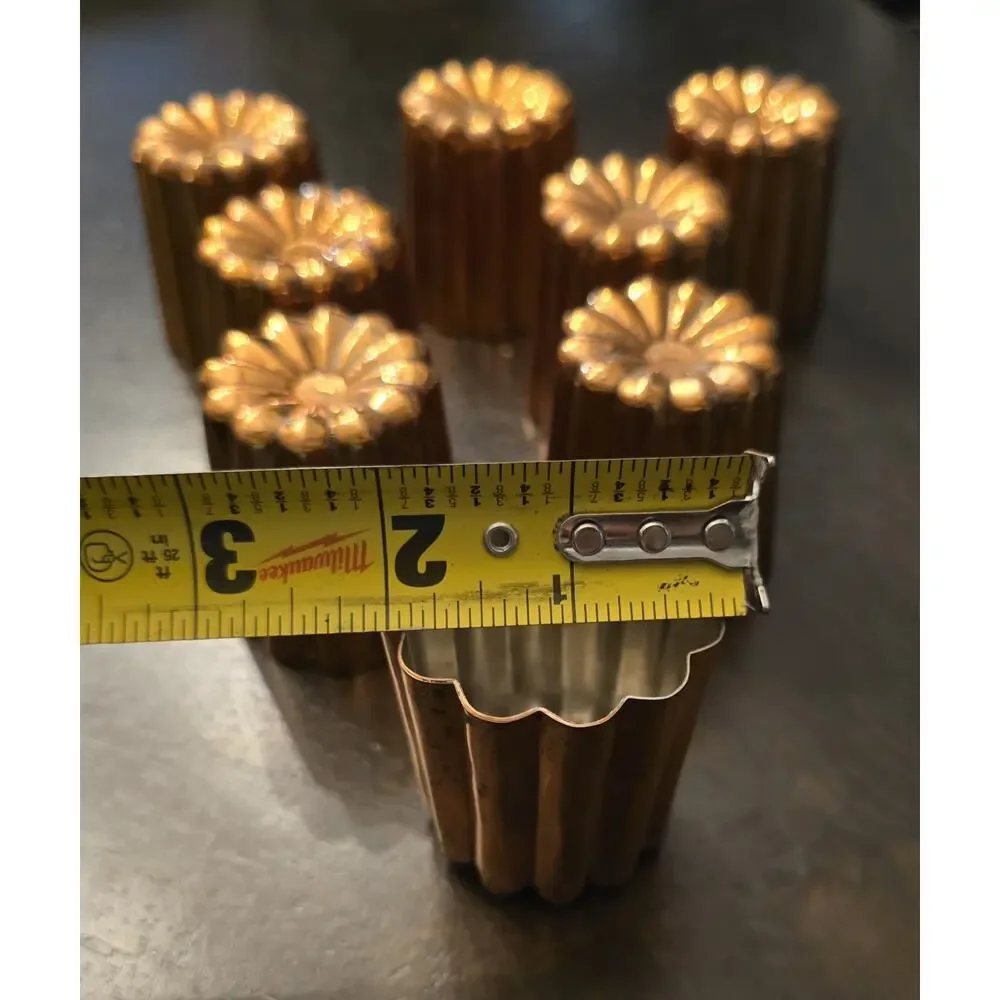 Set 8 Solid Copper French Canelé Molds 67g Professional Grade - Tin Lined 2-1/8”